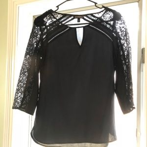 Black lace keyhole express blouse, never worn, XS